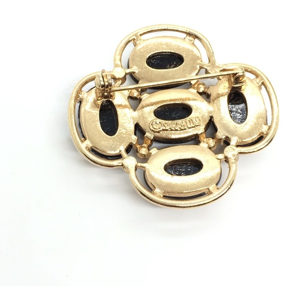 VINTAGE SARAH COVENTRY LIGHT OF THE EAST MOSAIC BROOCH GOLD TONE CROSS SIGNED - Picture 6 of 9